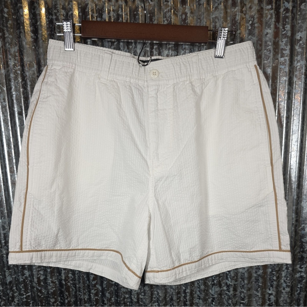 Todd‎ Snyder Tipped Seersucker Pull On Short White Size Small Textured